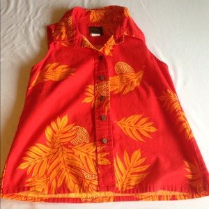 Red Ulu Print Sig Zane Button Down Top